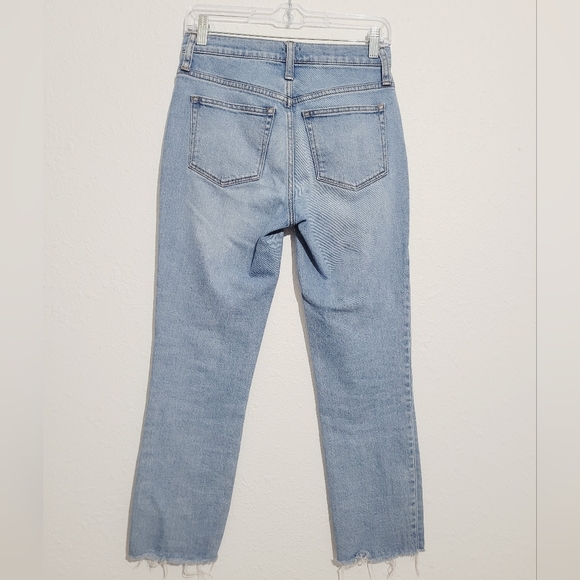 J.Crew Essential Straight Jeans Womens 25 Light Wash Button Fly Raw Hem Stretch - Picture 4 of 13